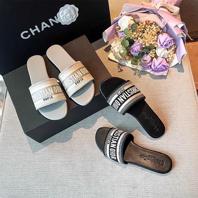 D домашние приморские пляжные шлепанцы на плоской подошве, крутые шлепанцы, женские летние, модные, интернет-знаменитость, стиль маленького аромата, шлепанцы на перемычке