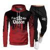 Women's Long Sleeves Women  Autumn And Winter Hoodie Suit King and Queen Print Hoodie Brand Pants Casual Jogging Suit Sports Wear Sweatshirt