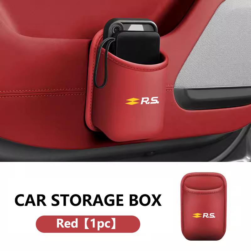 Car Door Wall Mounted Storage PU Logo Storage Hang Pocket For Renault RS Line Clio Megane 3 Scenic Laguna Logan Kangoo Sandero T111