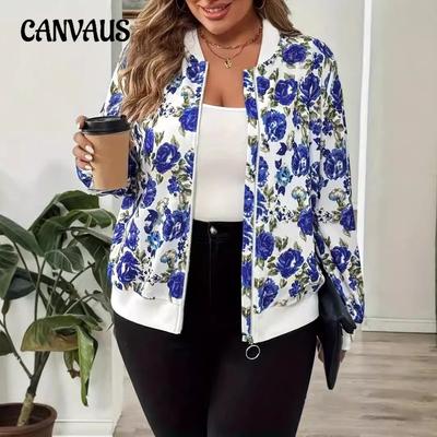 Женская осенне-зимняя короткая повседневная куртка с длинным рукавом и принтом на молнии, цветочная куртка больших размеров