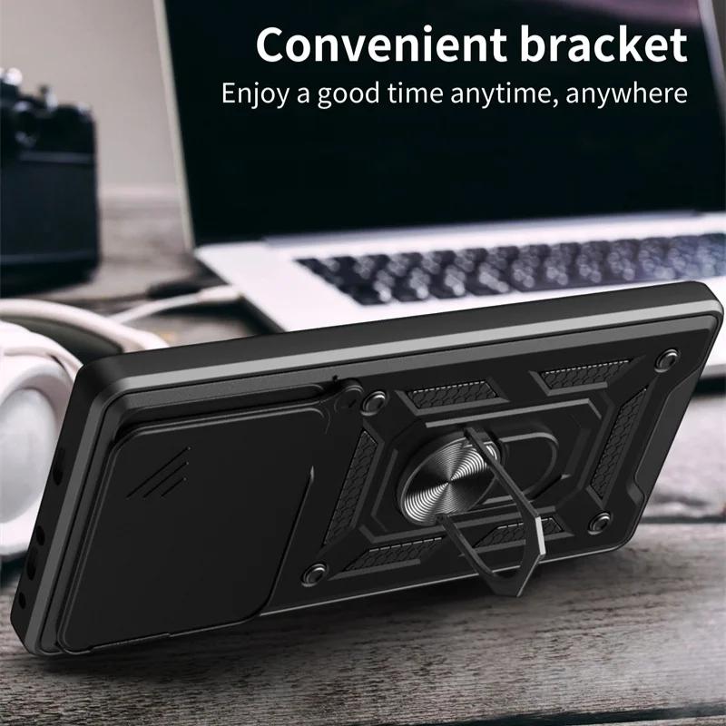Armor Case For Xiaomi Redmi 13 4G Cover For Poco M6 With Lens Protection Ring Magnetic Holder Coque Fundas