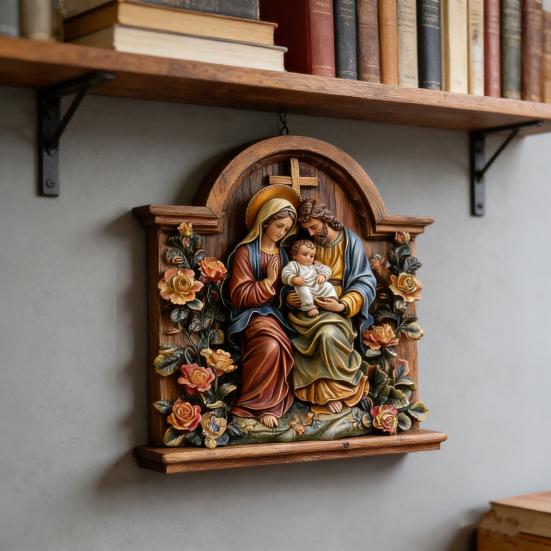 Деревянная христианская ключница 2D плоская Иисус Причастие Арт брелок-подставка с 4 крючками Религиозная настенная ключница для прихожей Домашний декор