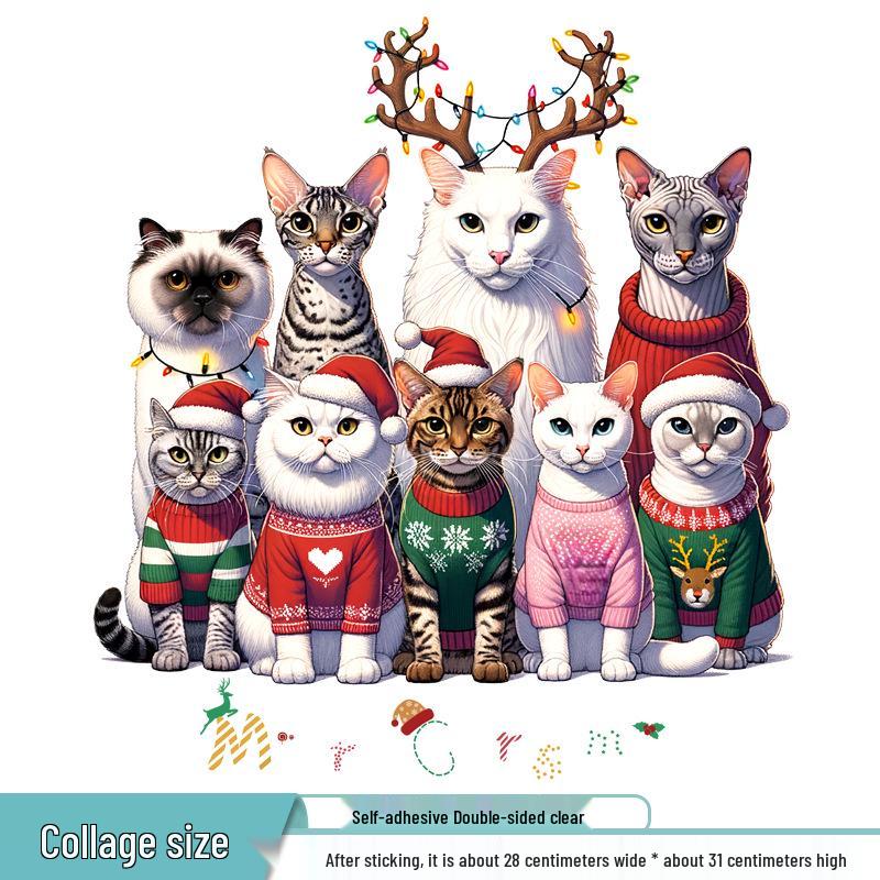 Christmas Wall & Window Stickers - Santa, Reindeer, Snowman Decals for New Year Decoration