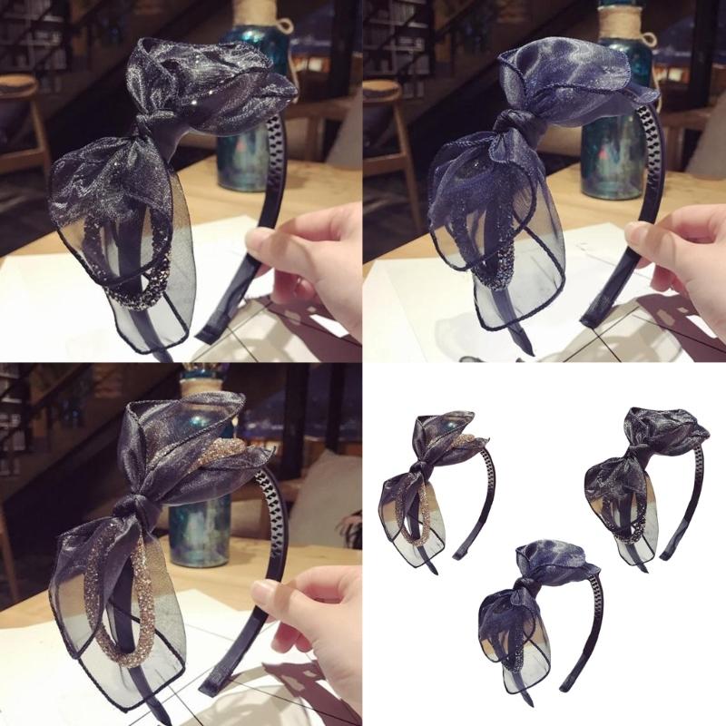 Тюлевый ободок-бант для женщин Элегантный головной убор в стиле Флэппер Нескользящая повязка-fascinator для маскарадов и мероприятий