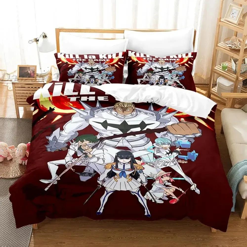 Модный комплект постельного белья KILL La KILL, односпальная кровать, двуспальная кровать размера «king-size», комплект постельного белья для детей, набор пододеяльников с 3D-принтом, каваи