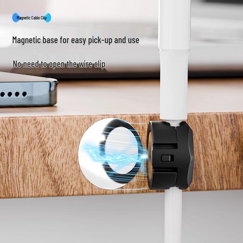 Magnetic Desktop Cable Organizer for Phone Charging and Data Management
