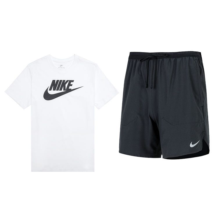 Nike Logo Short Sleeve T-Shirt And Casual Shorts Set Men Tops And Bottoms AR5005-101+DM4742-010