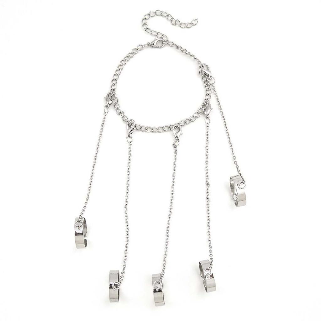 Металлический браслет-цепочка, кольцо, интегрированное кольцо, мужской и женский хип-хоп панк-браслет на палец