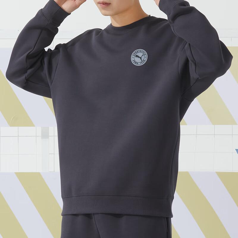 Puma Solid Logo Pullover Long Sleeve Sweatshirt Unisex Sweatshirts Black 627878-75