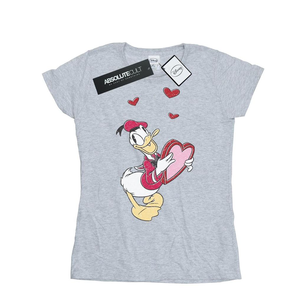 Disney Womens/Ladies Donald Duck Love Heart Cotton T-Shirt
