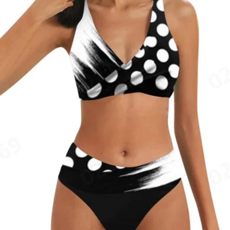 Women'S Print Sexy Swimsuit Bikini High Waisted Beachwear Ladies Two-Piece Summer Swimwears Holiday Split Swimwear