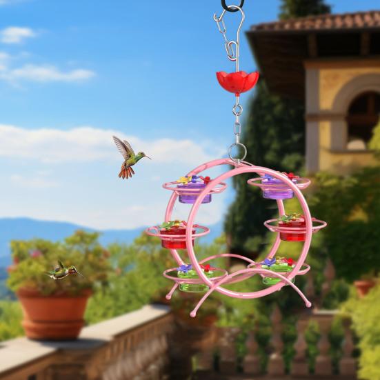 Кормушка для колибри, подвесная кормушка для диких птиц с 6 банками и 18 защищенными от муравьев портами для кормления, для декора лужайки на открытом воздухе в саду