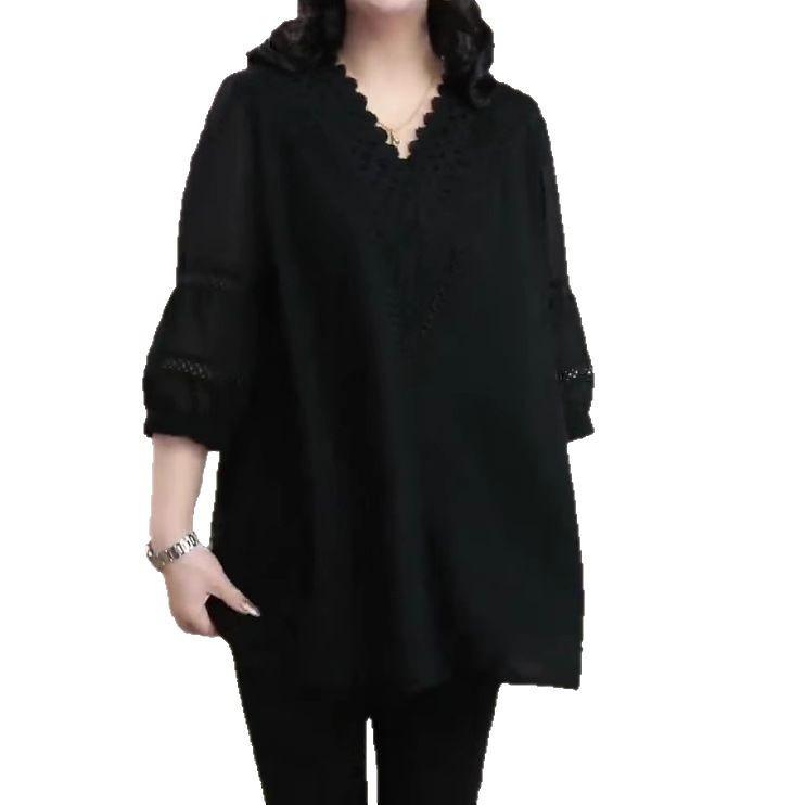 Весна/Лето 2025 Кружевной топ больших размеров – Приталенный свободный крой Женская мода