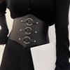 Solid Color Retro Elastic Women Corset Exquisite Fine Craftsmanship Faux Leather Lace-up Buckle Wide Belt Clothes Accessories