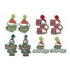 Christmas Monster Green Hat Acrylic Earrings – Fun Cartoon Holiday Women's Jewelry