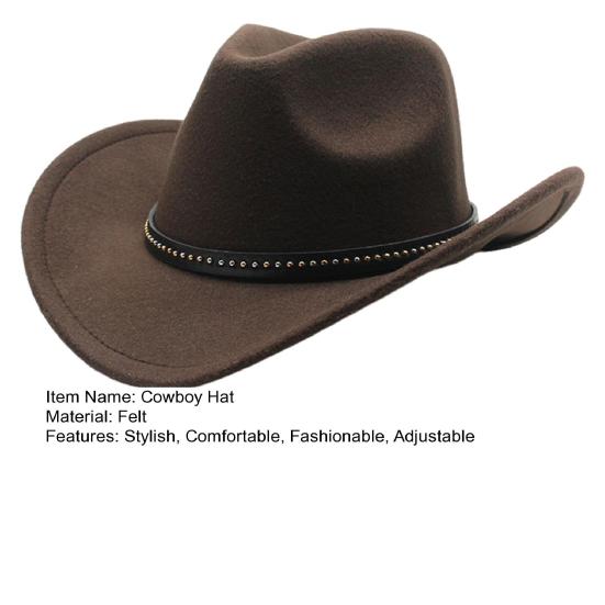 Ковбойская шляпа в западном стиле для мужчин и женщин, фетровая шляпа с широкими полями, шляпа ковбойки с серебряной бусиной, шляпа федора с закручивающимися полями для вечеринки-маскарада в стиле Дикого Запада, Хэллоуина, косплея