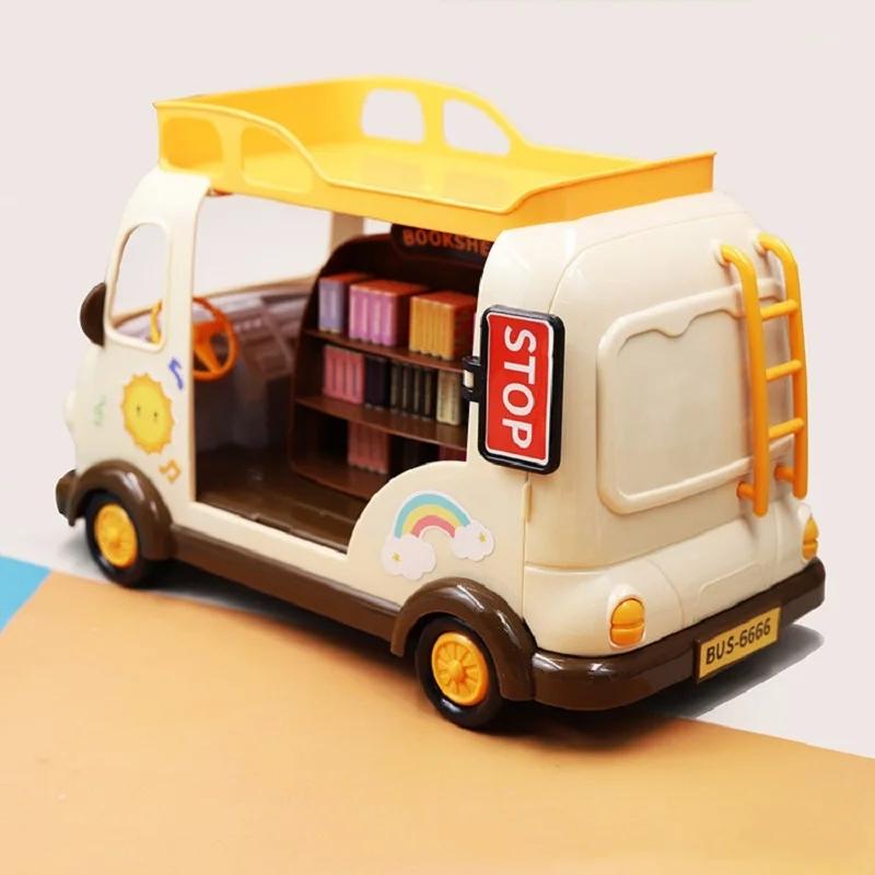 Новый лесной животный уличный универсал школьный автобус Набор DIY Симуляция Мебель Игровой домик для девочки Игрушки детский день рождения Подарок