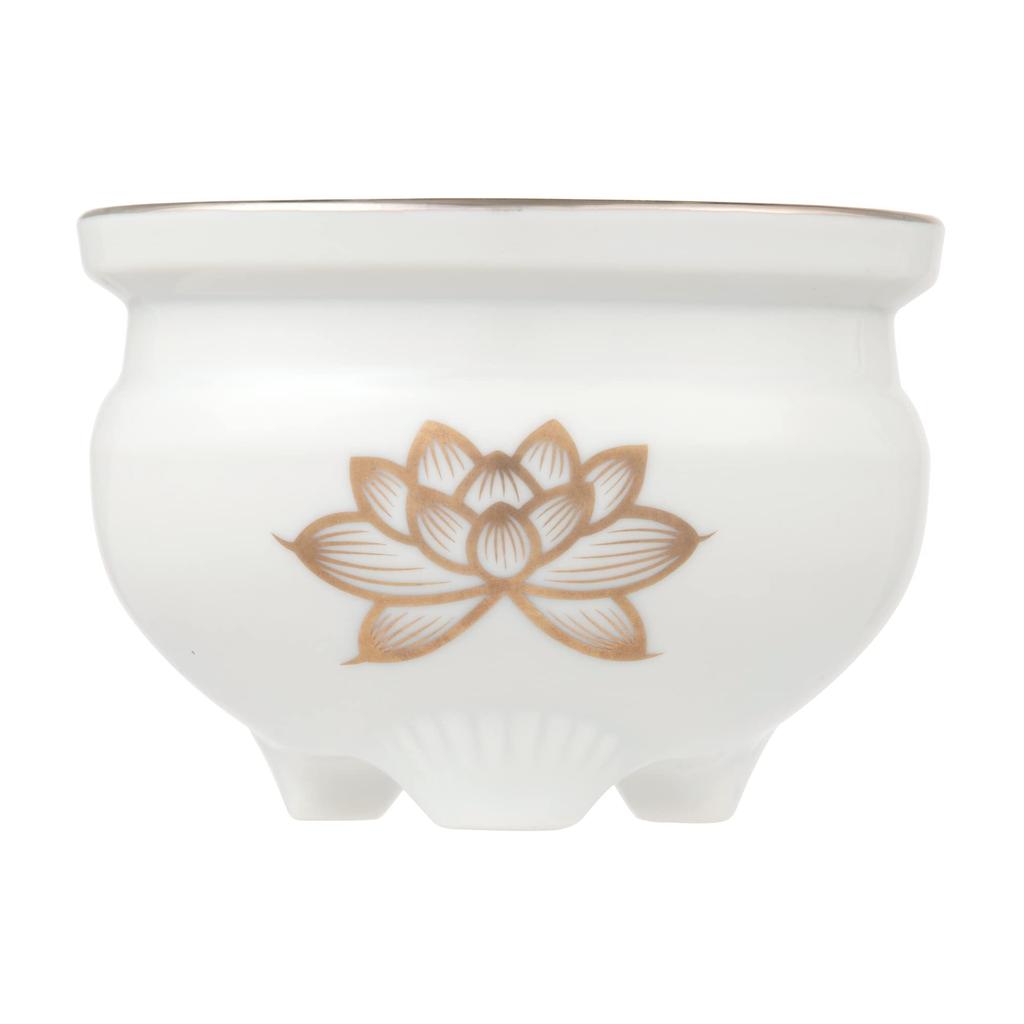 Tomatsu Shoten Buddhist Altar Accessories, Shinto Altar Accessories, White Gold Lotus 3.0 Incense Burner AM-TM591