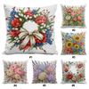 Flower Pattern Stamped Stitch Pillow Cover Kit 11CT 3-Strand Thread 45x45cm 3-Side Zipper DIY