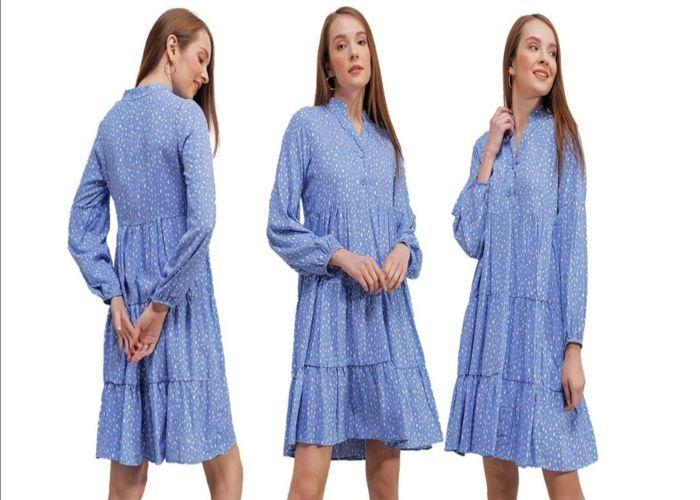 MT Clothes - Patterned Dress Blue 40