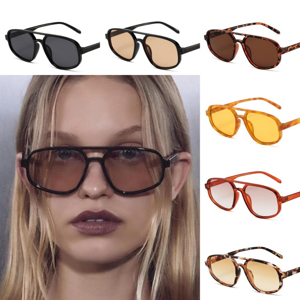 Big Frame Double Beam Sun Glasses Wide Legs Retro Trend Eyewear Photography
