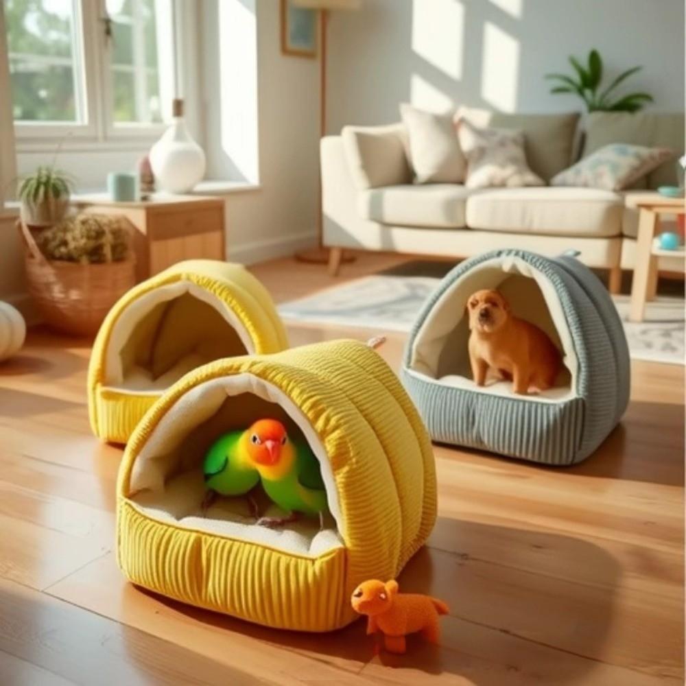 Hanging Pet Bird Bed Warm Cotton Stuffed Bird Hut New Budgie Hammock for Winter