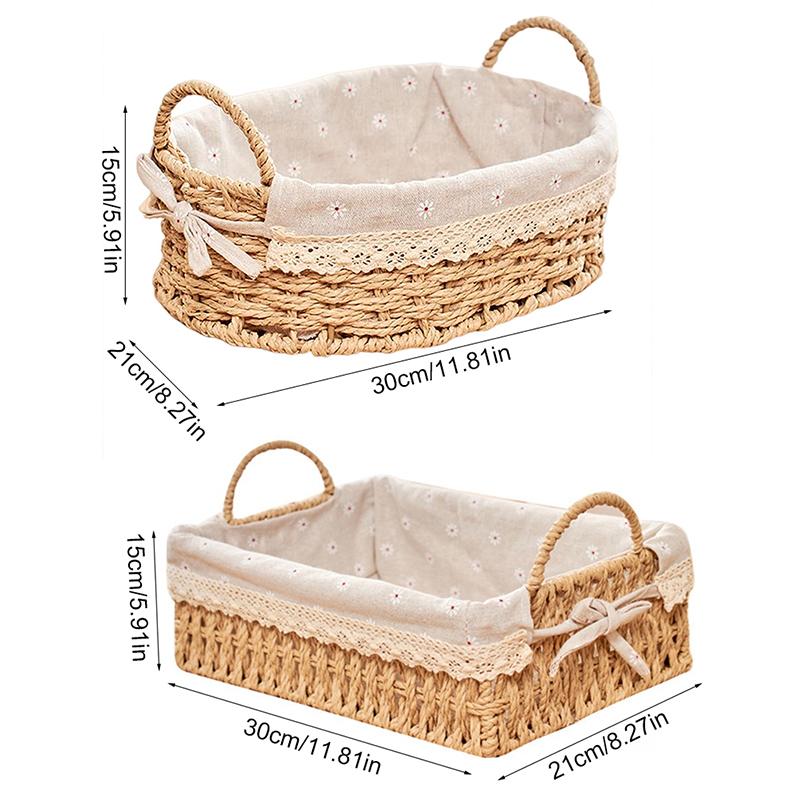 1 шт. с подкладкой практичная ручная плетеная современная корзина для хранения простота настольного хранения кружево ротанг