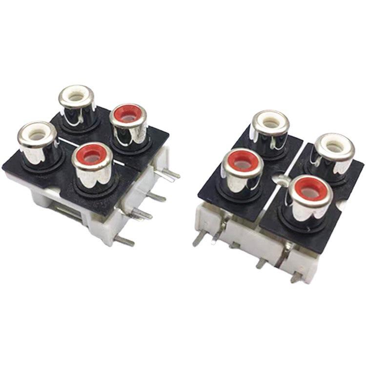 Медный Foot RCA-409 Никелированная 4-позиционная RCA-розетка AV-видеосигнала