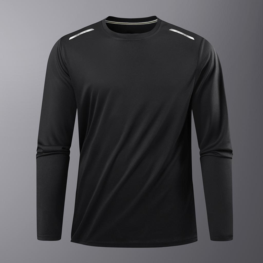 Men's Quick Drying Round Neck T-shirt Long Sleeve Men's Ice Silk Thin Fitness Running Top Bottoming Long Sleeve