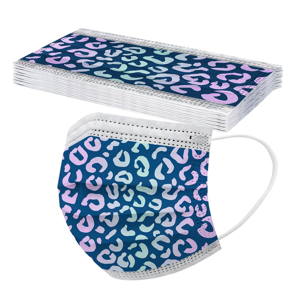 10PCS Adult Three-Layer Disposable Dust-Proof Protective Leopard Print Mask