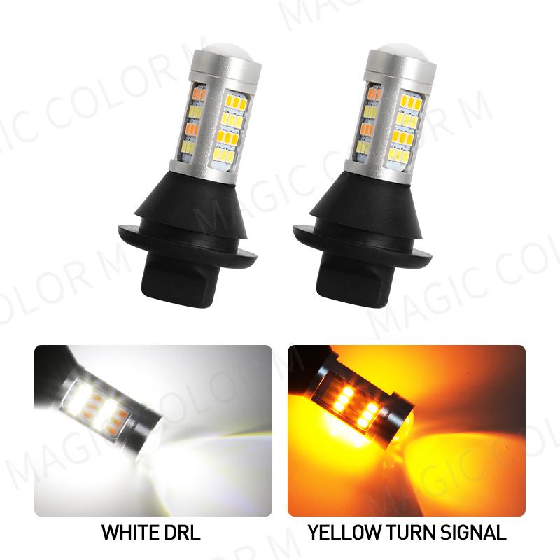 DRL 42SMD P21W 1156 BA15S BAU15S PY21W 7440 T20 Canbus двухцветный переключатель дневных ходовых огней для автомобиля светодиодный указатель поворота 2 шт.