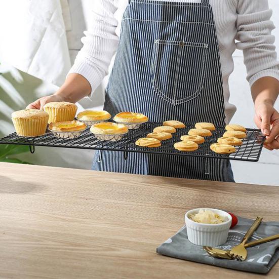 Охлаждающая стойка для выпечки 18x10 дюймов, охлаждающая стойка из углеродистой стали для тортов, печенья, барбекю, термостойкая и экономящая место, нескользящая решетчатая кухонная полка