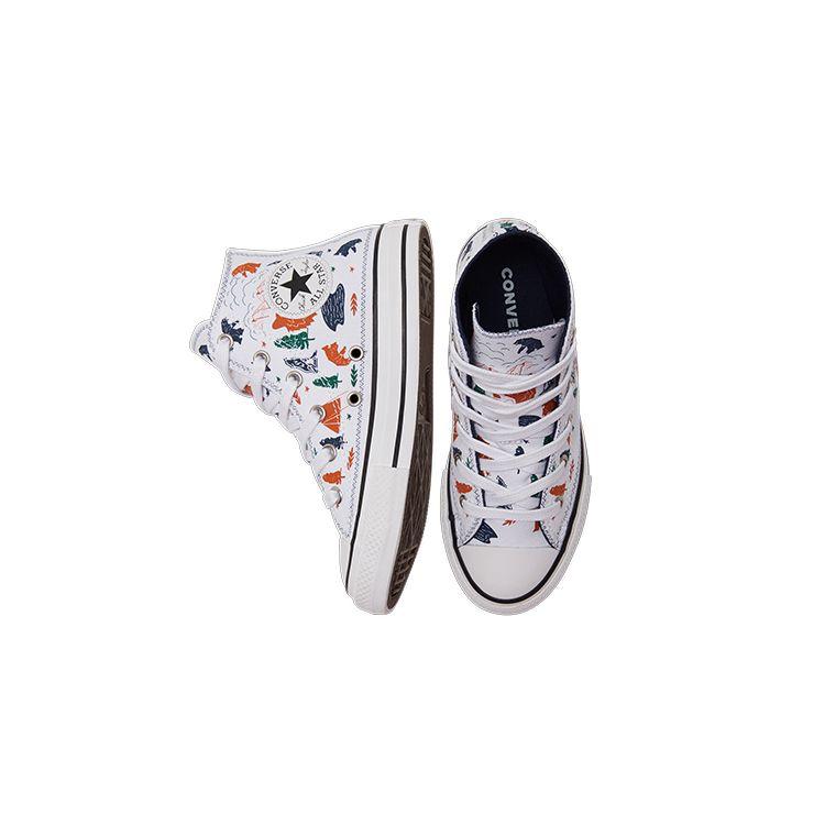 Converse Chuck Taylor All Star Comfortable Versatile High-Top Canvas Shoes Kids Sneakers White Orange 672439C