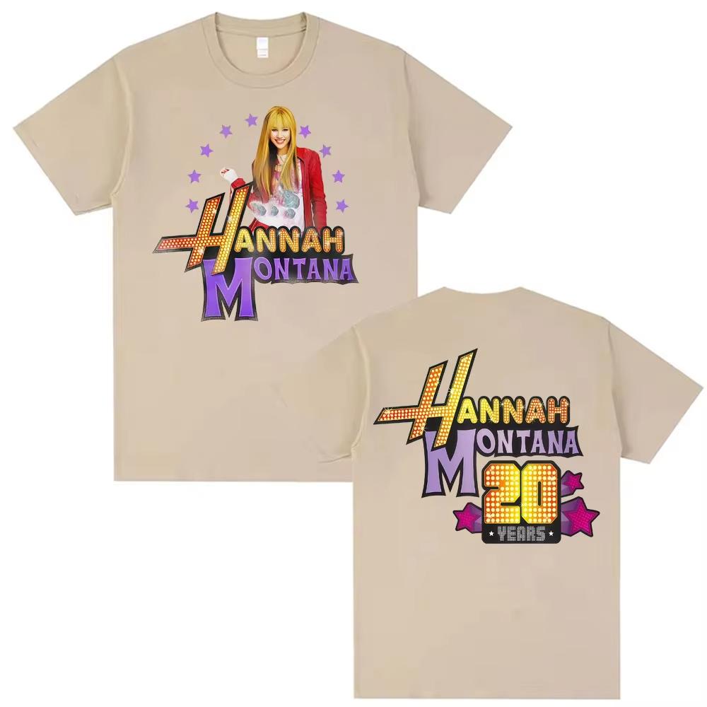 Pop Star Hannah Montana 20Th Anniversary Logo T-shirts Men Women Fashion Trend Aesthetic T Shirt Cotton O-Neck Hip Hop T-shirt