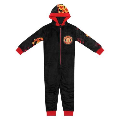 Manchester United FC Childrens/Kids Crest Fleece All-In-One Nightwear