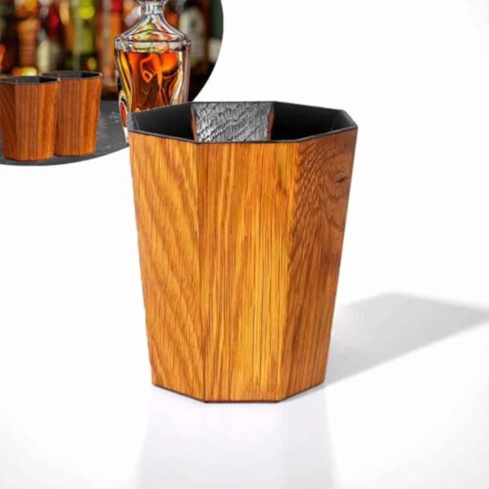 Ручная работа Обожженная чашка для виски Форма бочки Деревянный бокал для виски Уникальный старомодный обожженный сосуд для питья