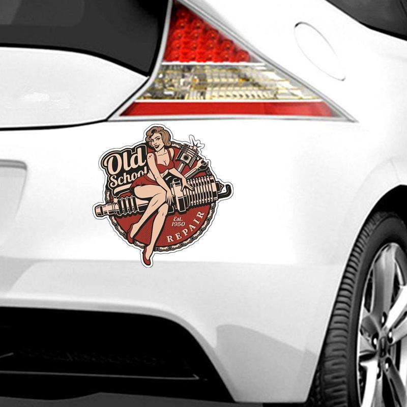 Tri Koshki KCS125 Pin up Repair Girl старая школьная наклейка Bobber Cafe Racer Ретро автомобильная наклейка ПВХ красочные наклейки