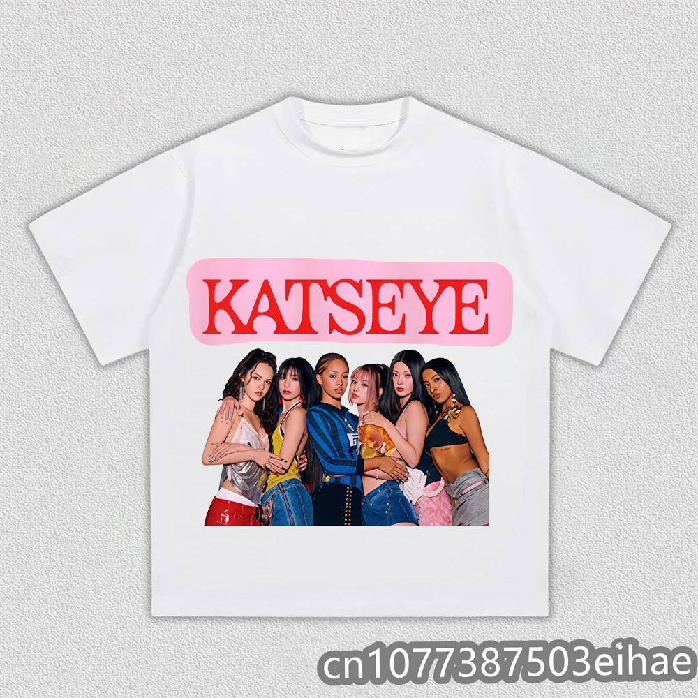 Katseye T-shirt Korean Girls Band Printing Tshirt Camiseta Cotton Short Sleeve Female T Shirt Summer Casual Women Men Kids Tee