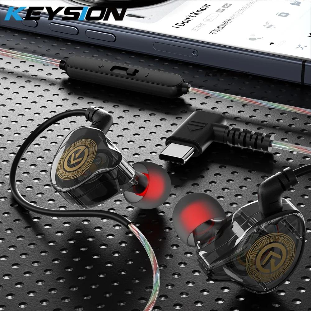 KEYSION Динамические HiFi проводные наушники типа C ЦАП цифровой чип внутриканальные наушники L изгибающийся заушник игровая спортивная гарнитура с микрофоном