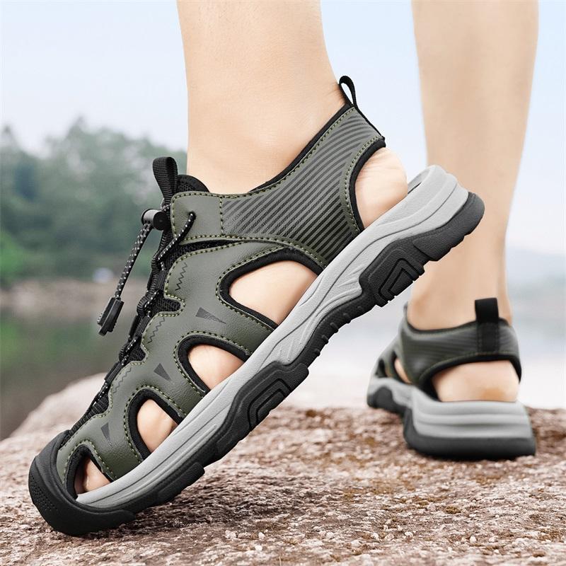 Fashion Summer Men's Sandals Fashion Outdoor Non-slip Men's Beach Sandals Breathable Genuine Leather Men's Shoes Fashion Men Sneakers