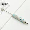 Moon Star Pens Glitter Beadable Ballpoint Pen, Sparkly Rhinestone Beaded Plastic Comfortable Grip DIY Handmade Gel Ink Pen for School Projects, Crafts