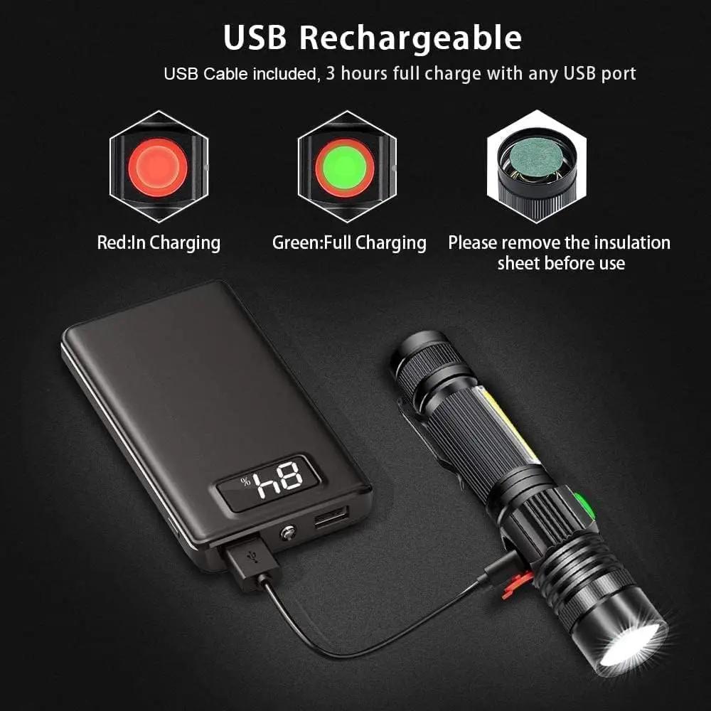 2000Лм Ультраяркий фонарик USB Перезаряжаемый светодиодный свет для Кемпинга на открытом воздухе Работы Аварийного освещения Тактический фонарик