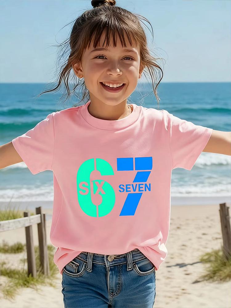 Kids 67 Themed Colorful Print TShirt Soft Cotton Fabric Breathable and Comfortable Ideal for Toddlers and Childrendf0300