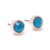 E529 Caribbean Blue Opal 6mm Crystal Rose Gold Earrings