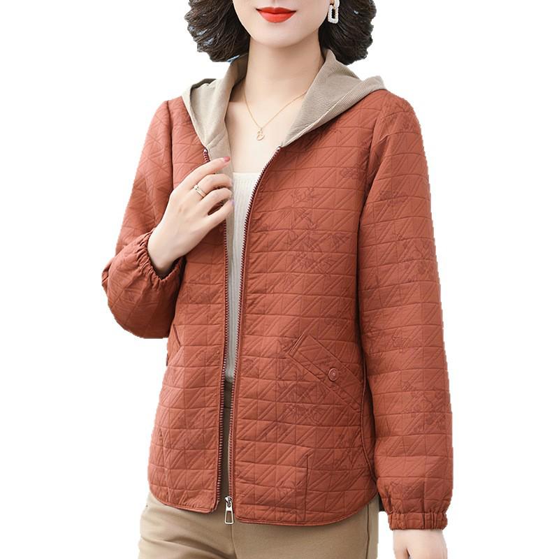 Stylish Autumn Hooded Jacket for Mothers - Versatile Spring & Autumn Casual Wear for Middle-Aged and Elderly Women