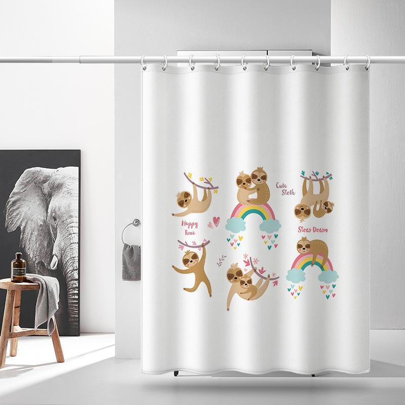 Bathroom Thickened Waterproof Curtain Mildew Proof Shower Curtain Shower Partition Curtain Shower Curtain Bathroom Curtain Free Perforation