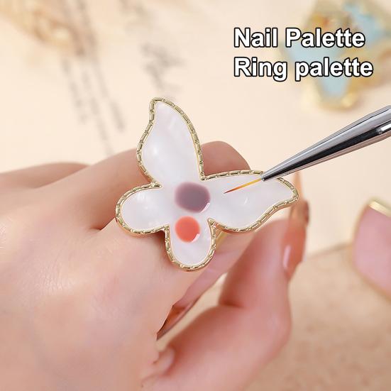 Ring Palette Universal Easy To Clean Golden Color Edge Nail Art Board Ring Plate for Mixing Foundations