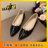 In the Spring of 2025, the New Rivet-decorated European and American Flat-soled Women's Shoes, Shallow Cover Feet, Thick Heels, Pointed Flat Heel
