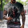 Мужская летняя одежда футболки с 3D-принтом в виде черепа с круглым вырезом с коротким рукавом