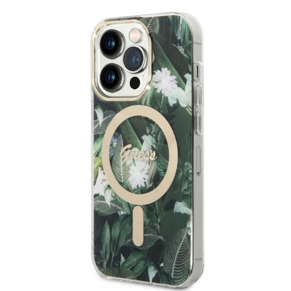 Etui do iPhone 14 Pro Max Guess Jungle MagSafe Zielone